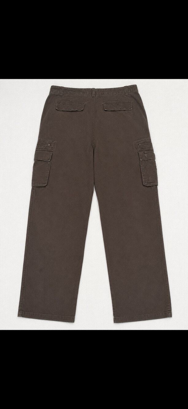 Bass Men's Brown Canvas Cotton Cargo Pants w/ Pockets Regular Straight 38